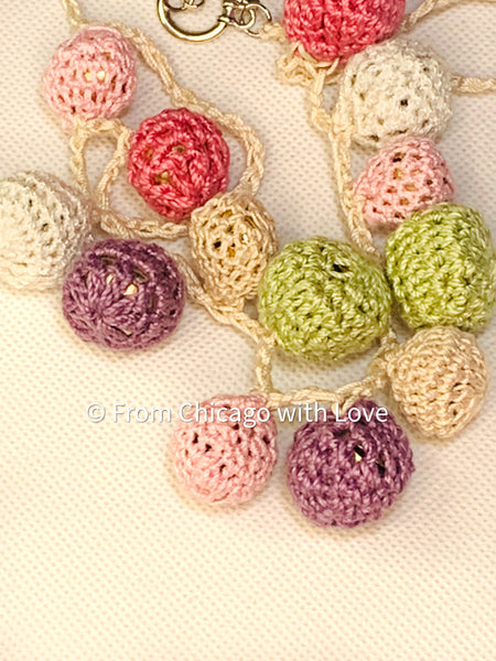 Crocheted bubble ball necklace - multi color