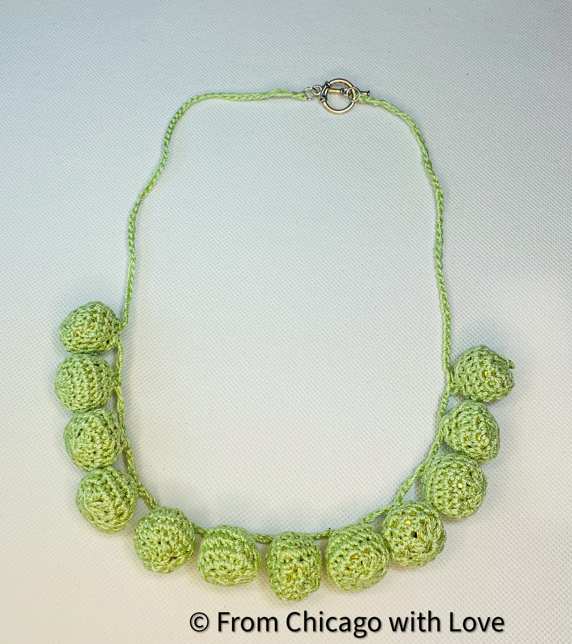 Crocheted bubble ball necklace - lime green