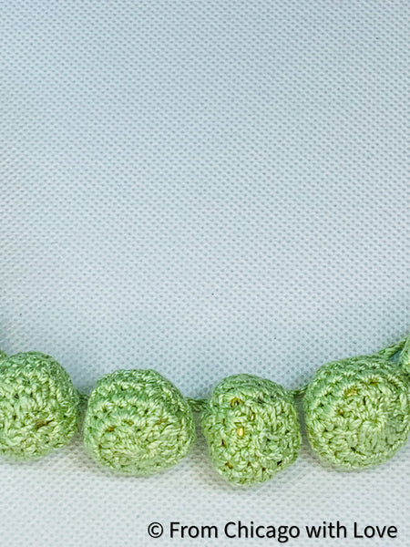 Crocheted bubble ball necklace - lime green