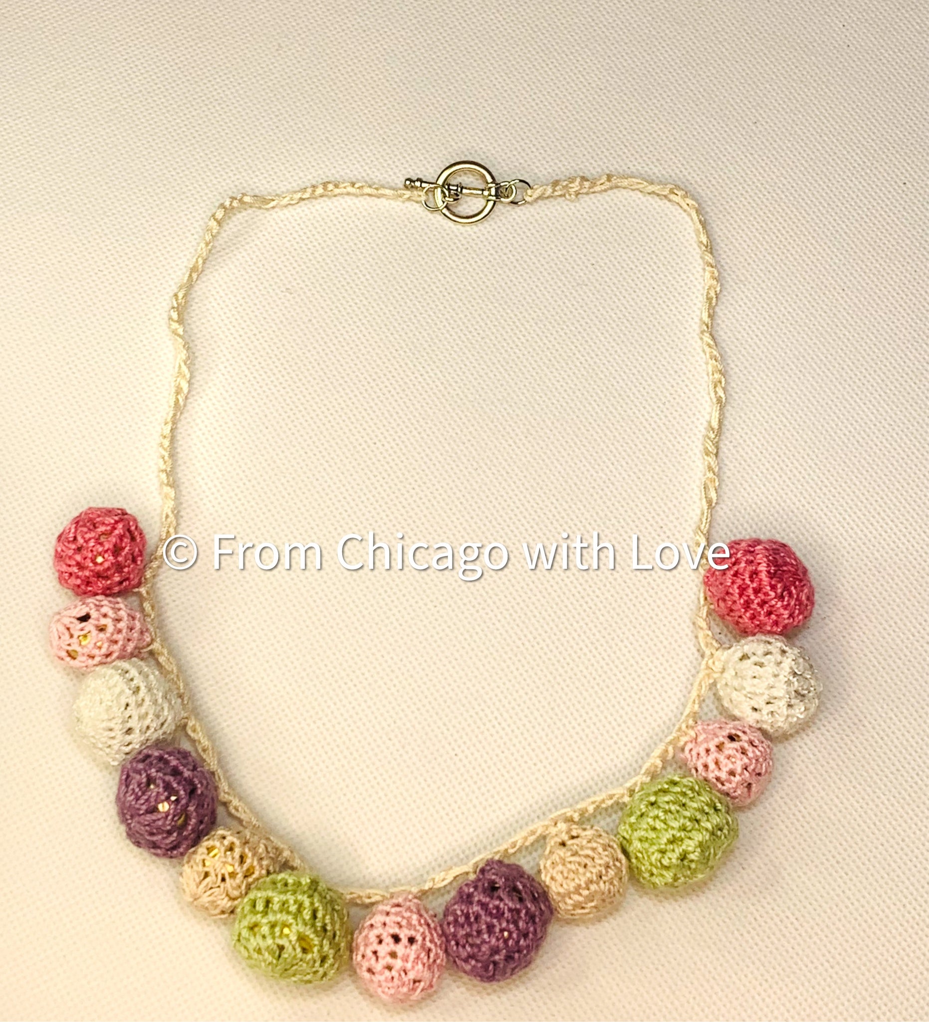 Crocheted bubble ball necklace - multi color